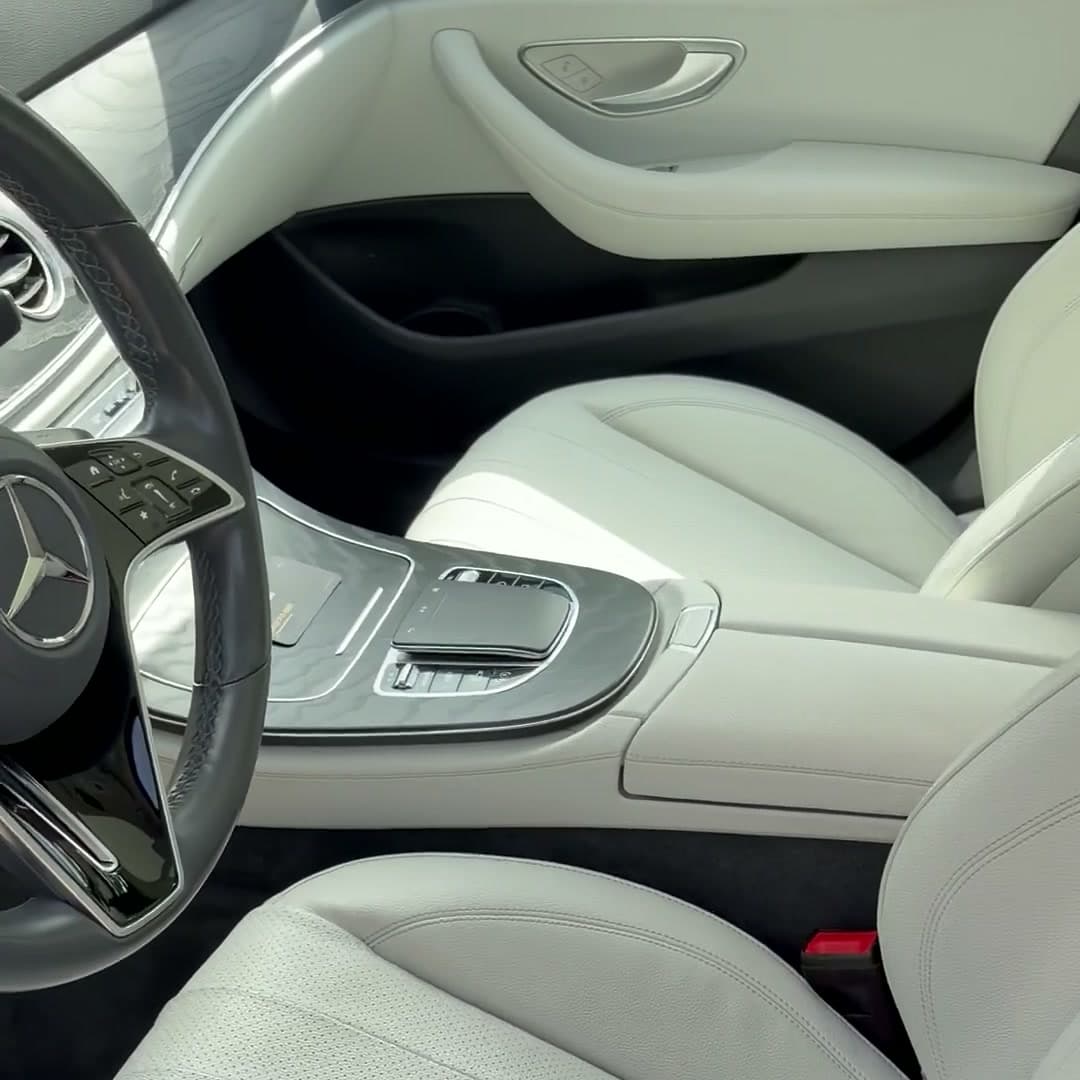 Clean white leather Mercedes interior after a Full Detail